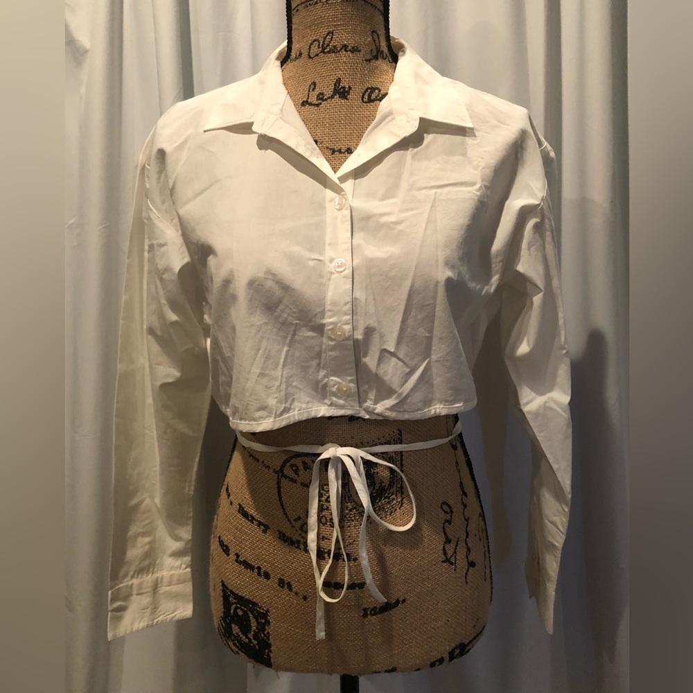 Long Sleeve Cropped Button Down Shirt by Anthropologie